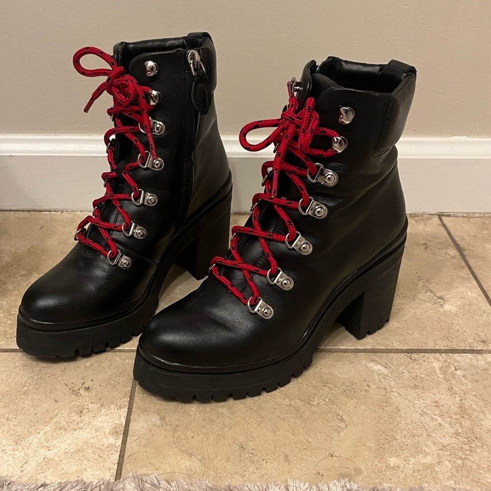 Rebecca Minkoff Leather Heel Booties — Comes with Both Black and Red Laces